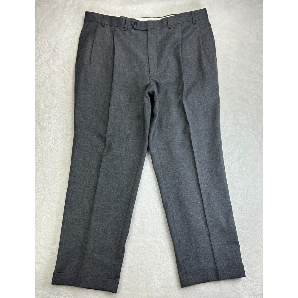 NWT Nautica Wool/Cashmere Dress Pants Mens 42Wx30L Gray Pleated Classic Fit